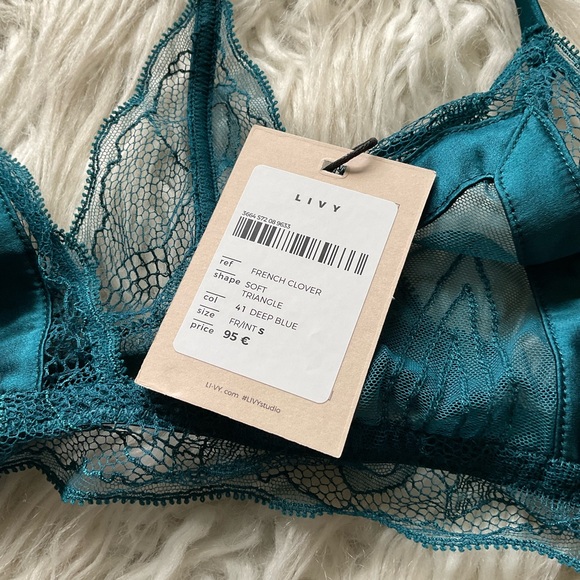 🆕 livy french clover soft triangle deep blue bra - Picture 3 of 5